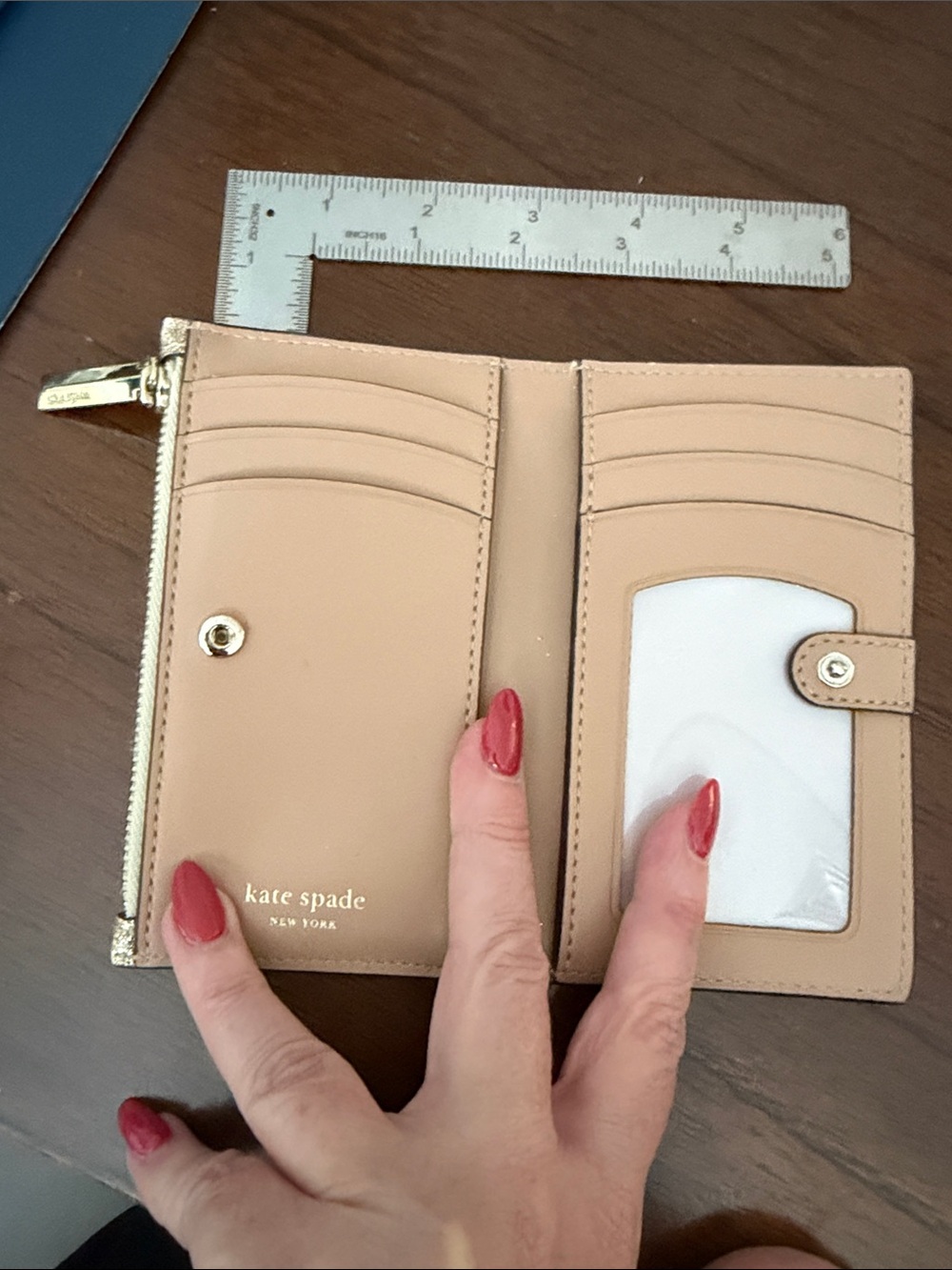 kate spade Gold Glitter Zip Card Wallet - Picture 2 of 5